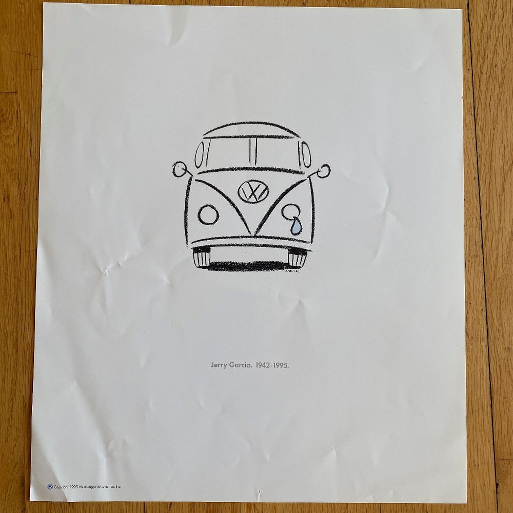 Jerry Garcia crying VW Bus Print Siboldi Tribute Poster
